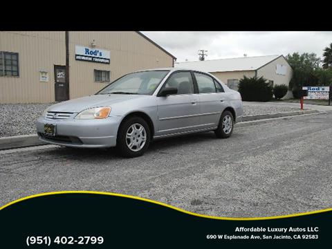 2002 Honda Civic for sale at Affordable Luxury Autos LLC in San Jacinto CA