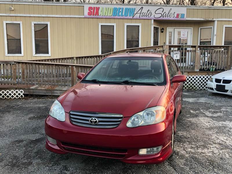 2003 toyota corolla s 4dr sedan in rockville md six and below auto sales llc 2003 toyota corolla s 4dr sedan in