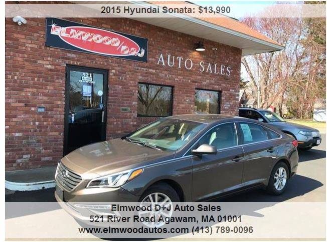 2015 Hyundai Sonata for sale at Elmwood D+J Auto Sales in Agawam MA