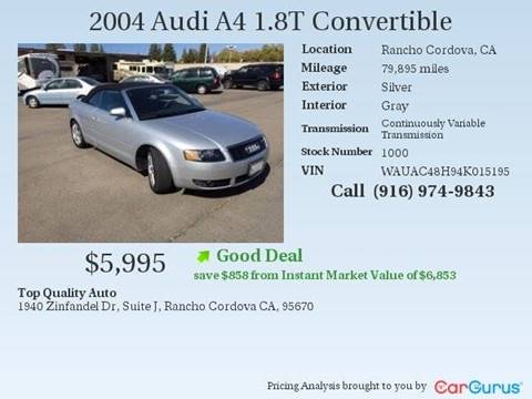 2004 Audi A4 for sale at TOP QUALITY AUTO in Rancho Cordova CA