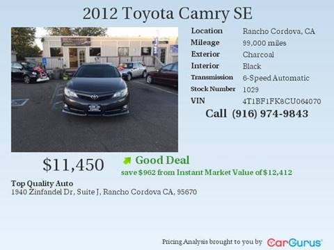 2012 Toyota Camry for sale at TOP QUALITY AUTO in Rancho Cordova CA