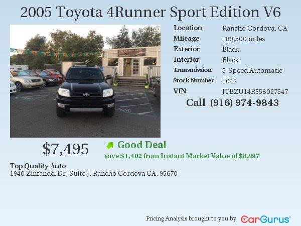 2005 Toyota 4Runner for sale at TOP QUALITY AUTO in Rancho Cordova CA