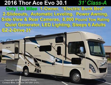 2016 Thor Industries A.C.E Evolution 30.1 Motorhome for sale at A Buyers Choice in Jurupa Valley CA