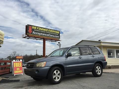 2003 Toyota Highlander for sale at Acceptance Auto Sales in Lithia Springs GA