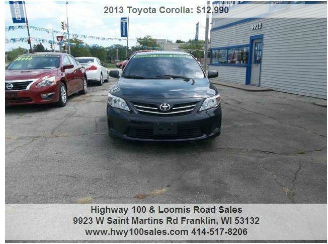 2013 Toyota Corolla for sale at Highway 100 & Loomis Road Sales in Franklin WI