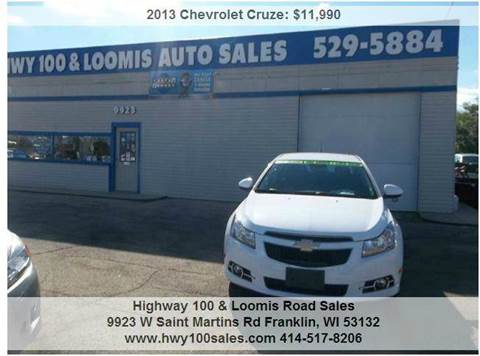 2013 Chevrolet Cruze for sale at Highway 100 & Loomis Road Sales in Franklin WI