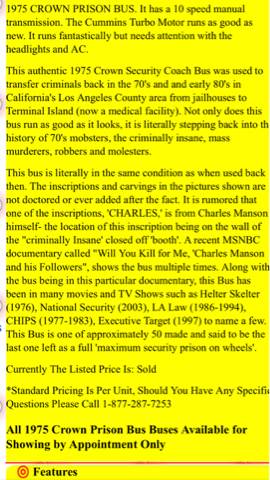 1975 Crown Prison Bus Prison bus