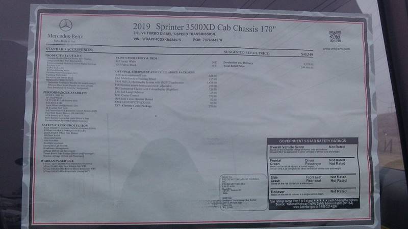 2019 Mercedes-Benz Sprinter Cab Chassis