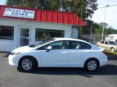 2012 Honda Civic for sale at Trans Auto Sales in Greenville NC