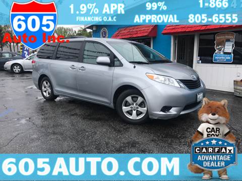 2012 Toyota Sienna for sale at 605 Auto  Inc. in Bellflower CA