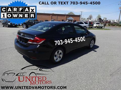 2014 Honda Civic for sale at United Motors in Fredericksburg VA