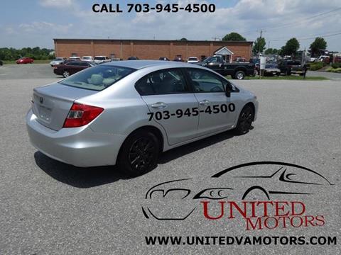 2012 Honda Civic for sale at United Motors in Fredericksburg VA